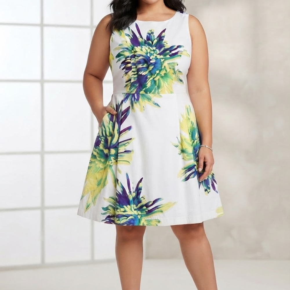 Vintage R&K Originals Sleeveless Floral Midi Dress